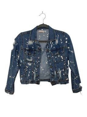 Vintage Havana Denim Jacket Paint Splatter Skull Distressed Girls S